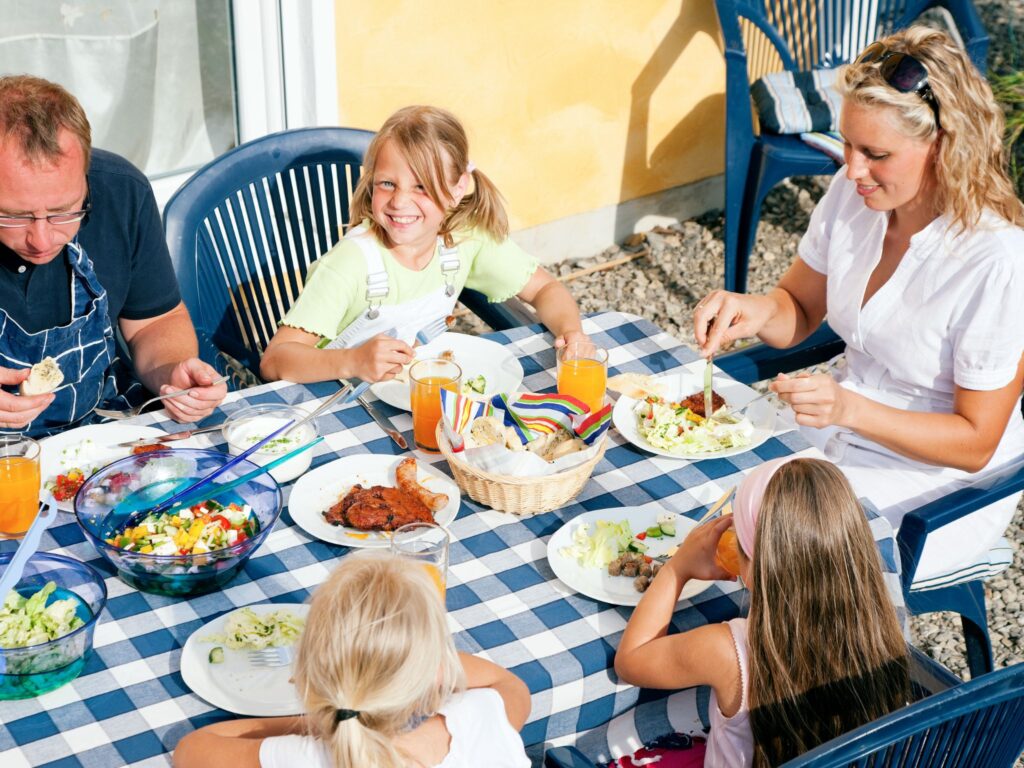 A family in Australia eating grass-fed beef